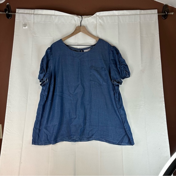 LC LAUREN CONRAD Women’s Size 2X T-Shirt Top Blouse Tee Chambray NWT - Picture 2 of 16